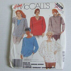 Pull over shirt sewing pattern McCall's vintage uncut sweatshirt casual top 80s